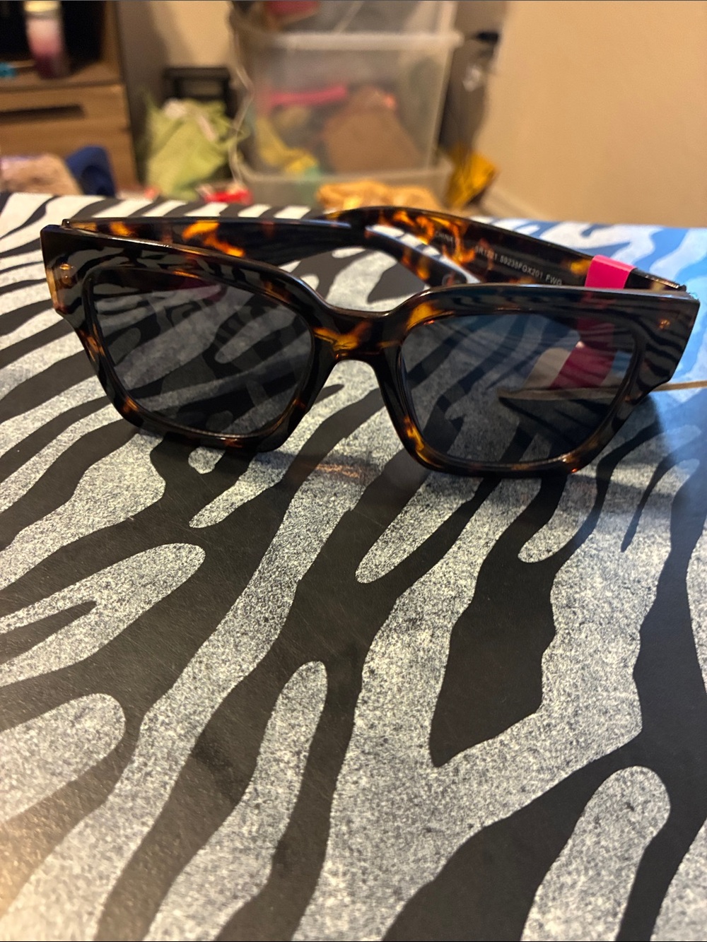 Foster Grant Tortoiseshell Cat-Eye Sunglasses with Pink Temple Accent